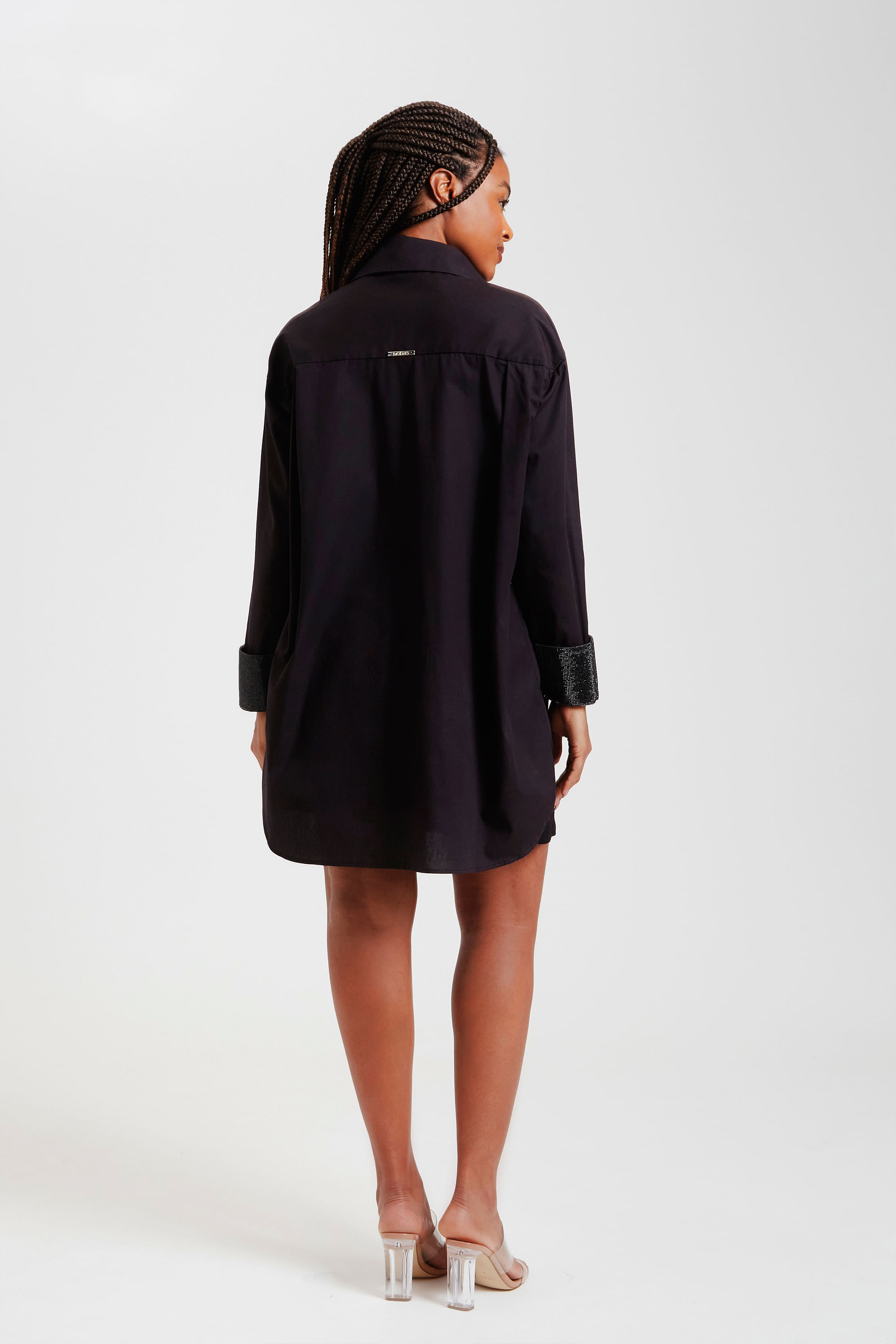 Missguided Black Lace Trim Shirt Dress